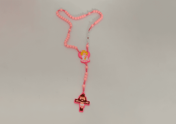 Terço Infantil emborrachado Rosa