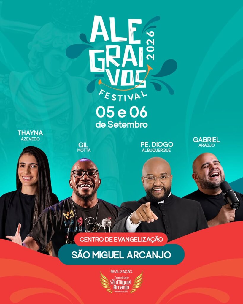 Flyer oficial do evento Alegrai-vos 2026 em Primavera do Leste – MT/