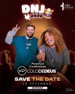 Flyer oficial do evento DNJ 2026 + Colo de Deus em Capela do Alto – SP/SP