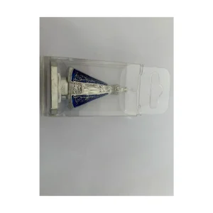 Estatueta de Nossa Senhora Aparecida em tom prateado com manto azul