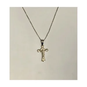 Colar com crucifixo em acabamento prateado