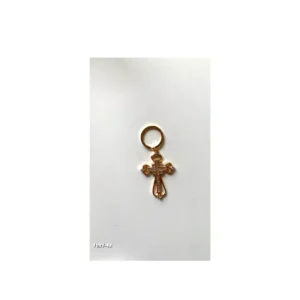 Chaveiro cruz ornamental dourada com strass