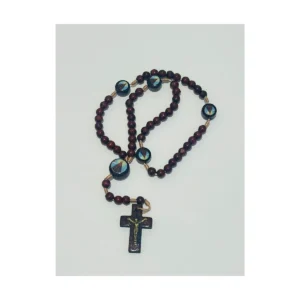 Terço de Pulso de Madeira Preto de Nossa Senhora Aparecida com Medalhas nas Dezenas
